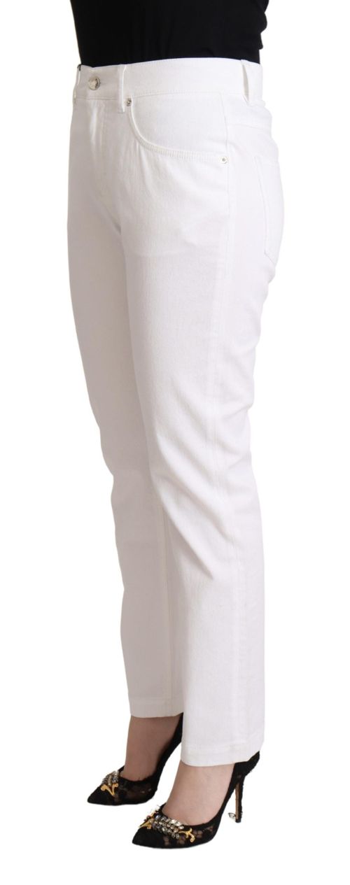 White Denim Tapered Jeans — White