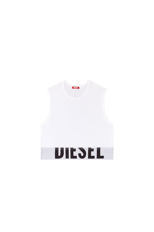 Cropped tank top with cut-off logo - Tops - Woman - White