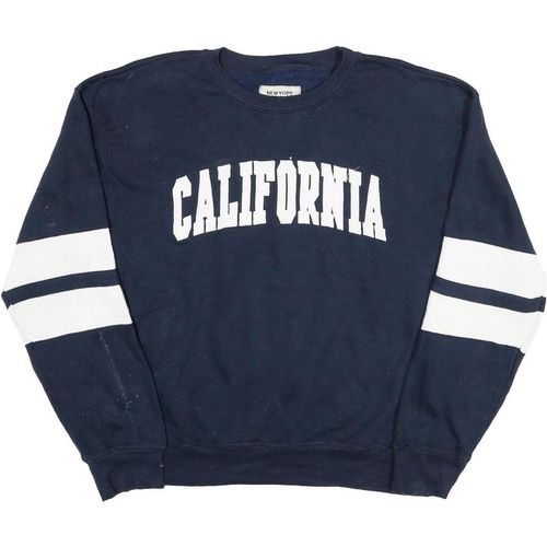 NEW YORK POPULAR Mens Navy Blue Sweatshirt California Print XL Crew Neck Long