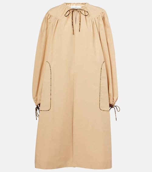 Gathered cotton poplin coat