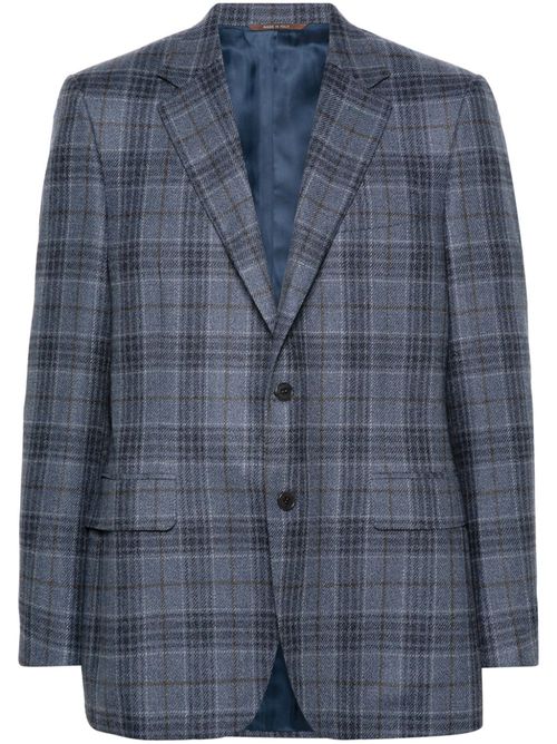 Checked single-breasted blazer - Blue