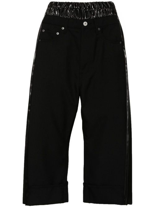 High-waisted cropped trousers - Black