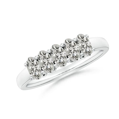 Angara 1.05 Carats Prong-Set Oval Diamond Five Stone Wedding Ring in 14K White Gold