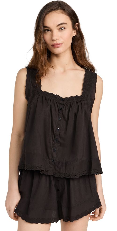 The Eyelet Tank Black
