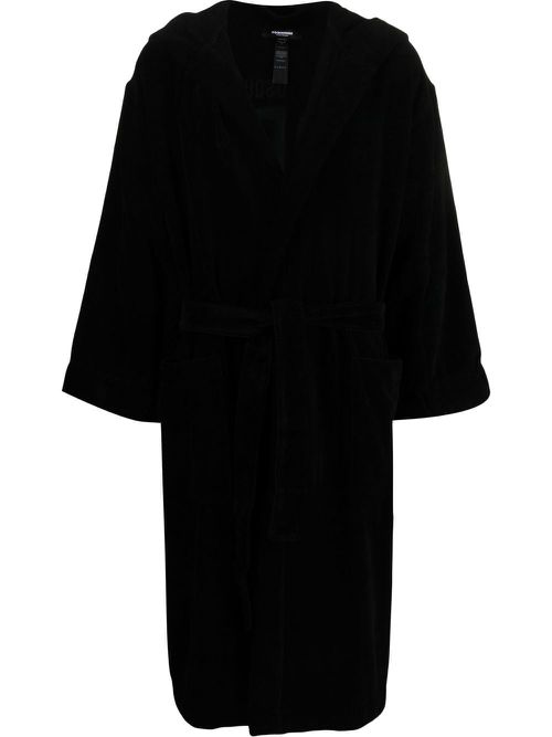 Long-sleeve belted robe - Black