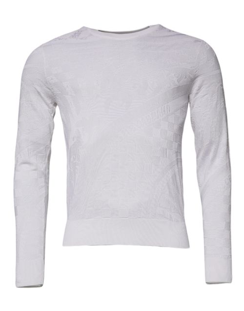 Silk Crew Neck Sweater — White