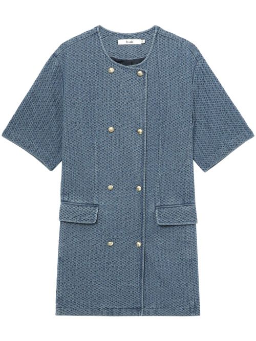 Double-breasted textured denim mini dress - Blue