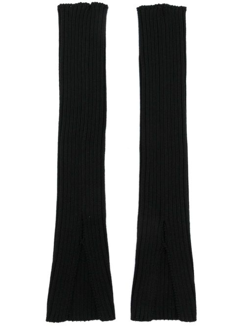 Ribbed-knitted arm warmers - Black