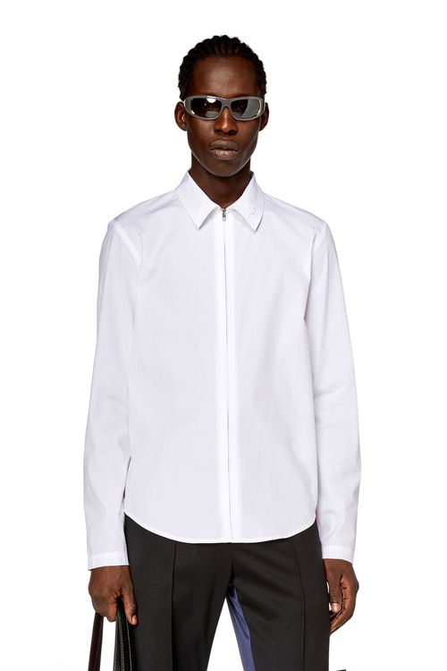 Logo-embroidered zip shirt - Shirts - Man - White