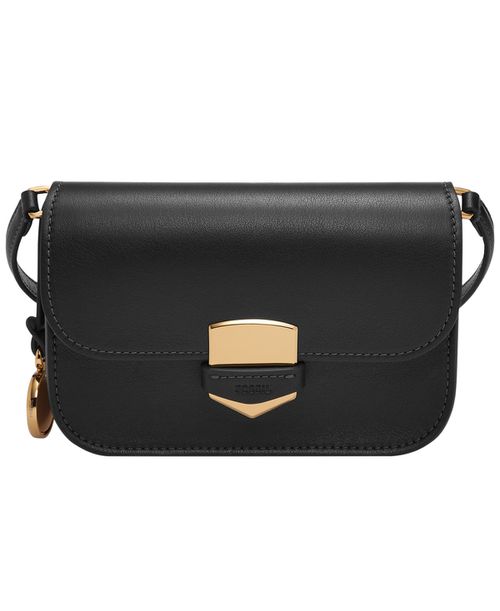 Lennox Flap Leather Crossbody Bag - Black