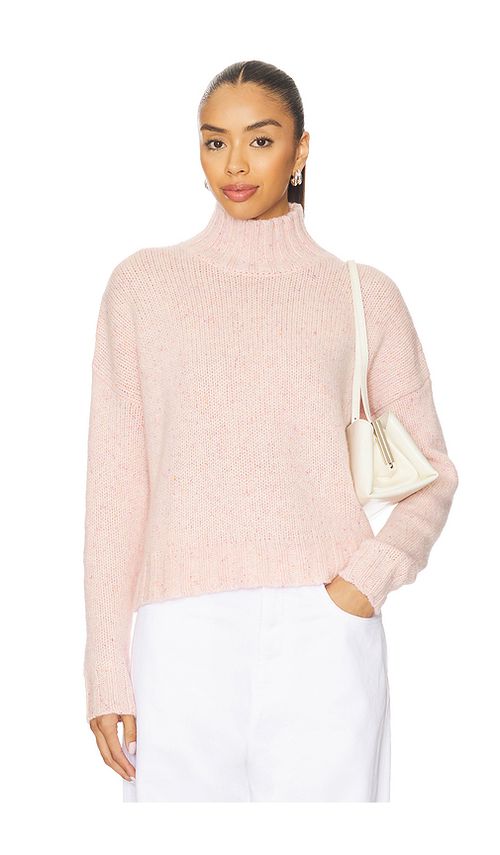 Autumn Cashmere Boxy Chunky Mock Sweater in Pink. - M also in