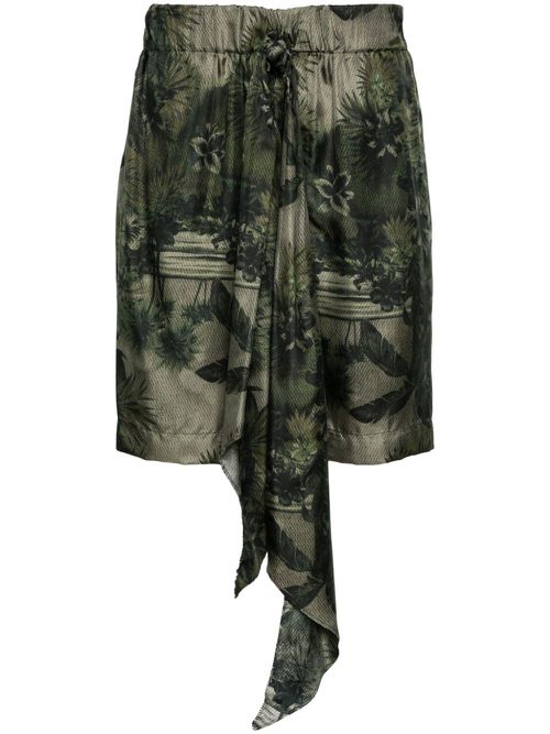 Hawaii-print silk shorts - Green