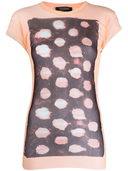1990s abstract-print layered T-shirt - Orange