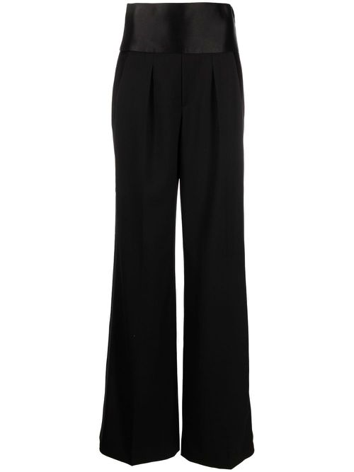 Wide-leg high-waisted trousers - Black