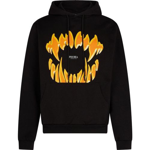 Men's Lightweight Hooded Sweatshirt Mouth Print Hoodie Black/orange
