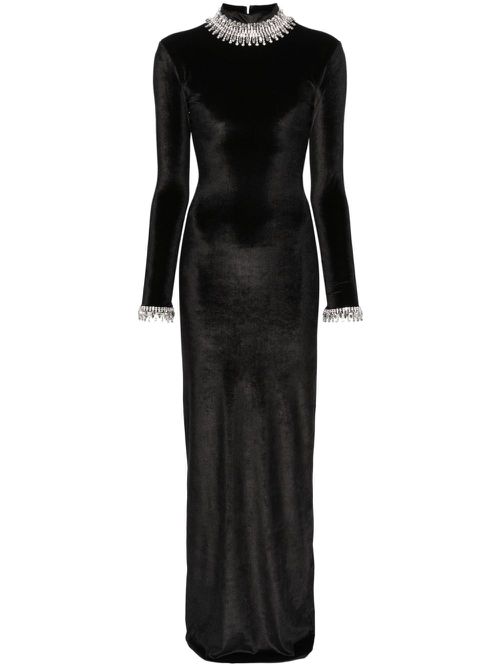 Crystal-embellished velvet gown - Black