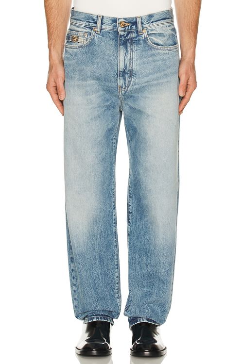 VERSACE Denim Jean in Stone Wash Light Blue - Blue. 33 also