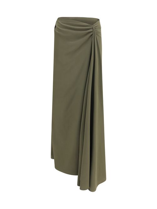 Draped Silk Skirt — Green