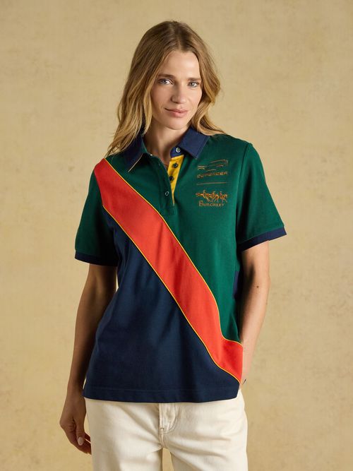 Official Burghley Green/Navy Classic Fit Cotton Pique Polo Shirt