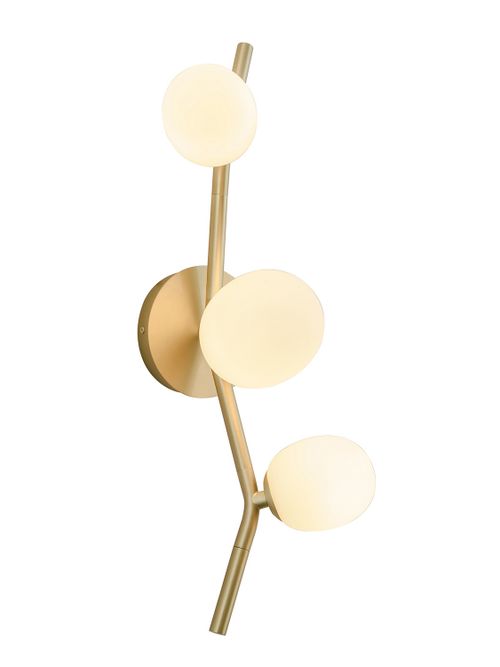 Hampton 3-Light Wall Sconce in Brushed Brass With White Gla