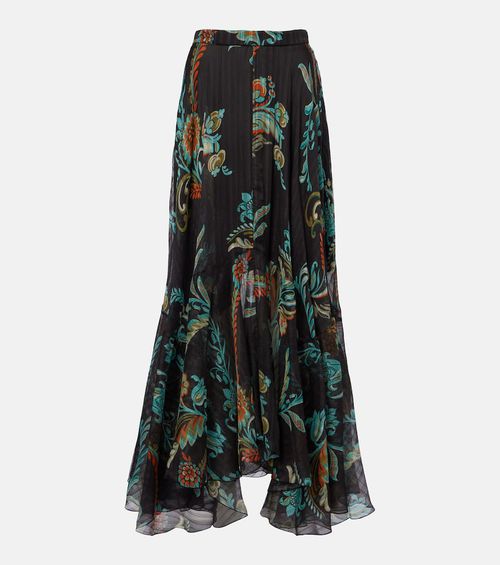 Printed silk satin maxi skirt