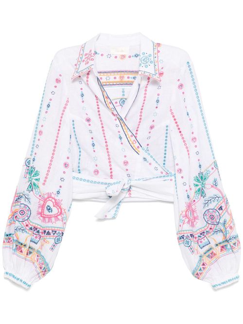 Cropped wrap shirt - White