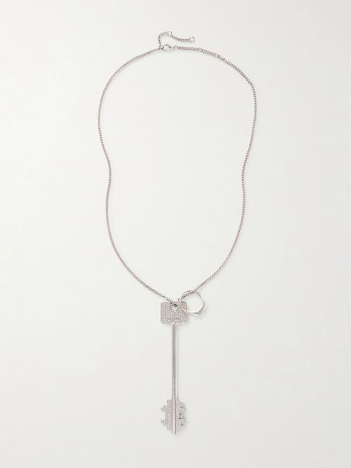 Silver-tone Crystal Necklace - One size