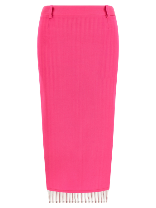 Virgin Wool Midi Skirt — Pink