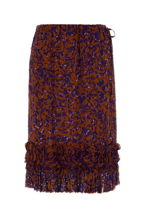 Printed Viscose Skirt — Orange