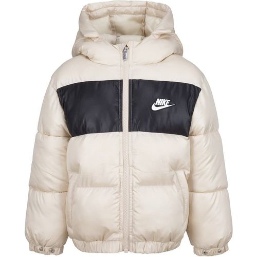 Nike Boys Nknwrfilpuf Hooded Puffer Jacket in Sanddrift - Beige