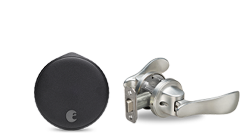 August Wi-Fi Smart Lock + Navis Paddle in Satin Nickel - Matte Black
