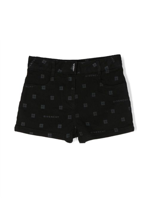 4G print denim shorts - Black