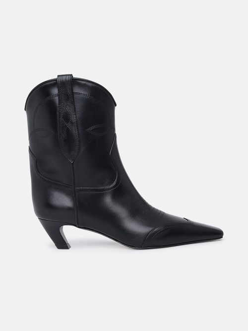 Black Leather Dallas Ankle Boots