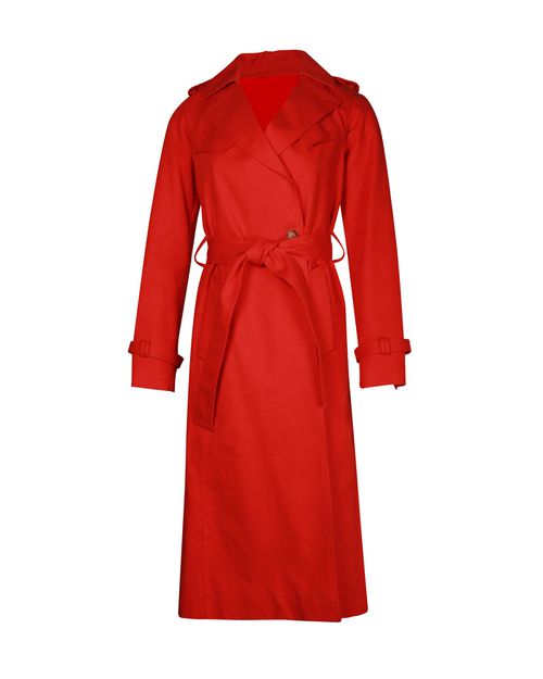 Goldie Trench Coat in Red Cotton