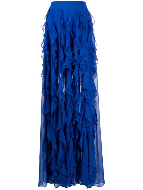 Ruffled maxi skirt - Blue