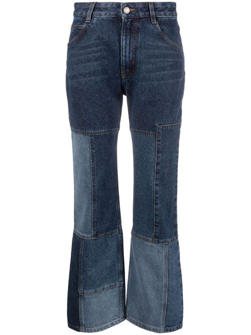 Patchwork cropped flared jeans - Blue