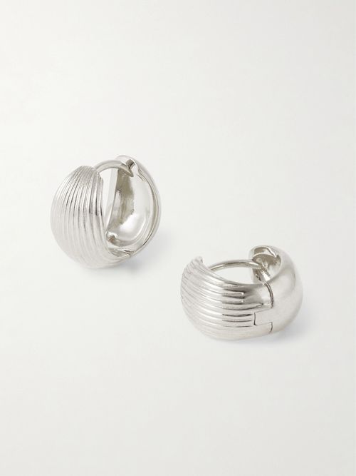 Reversible Silver Hoop Earrings - One size