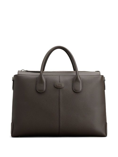 Di logo-patch leather briefcase - Brown