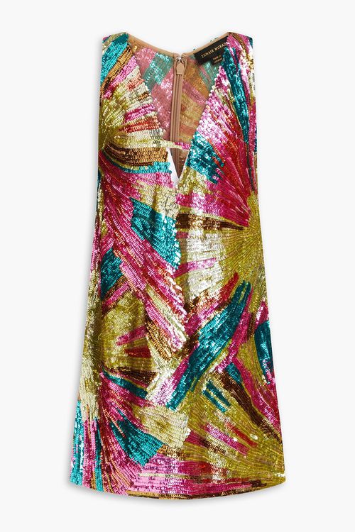 Cutout sequined tulle mini dress