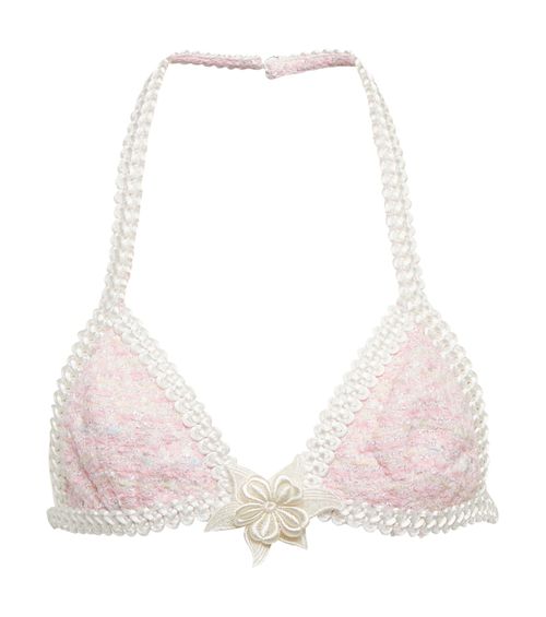 Embroidered cotton-blend Lurex® bra
