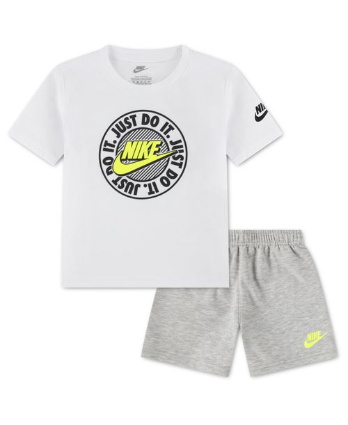 Toddler Boys' 2T-4T Short-Sleeve T-Shirt and French Terry Shorts, 2-Piece Set - White/Gray Heather
