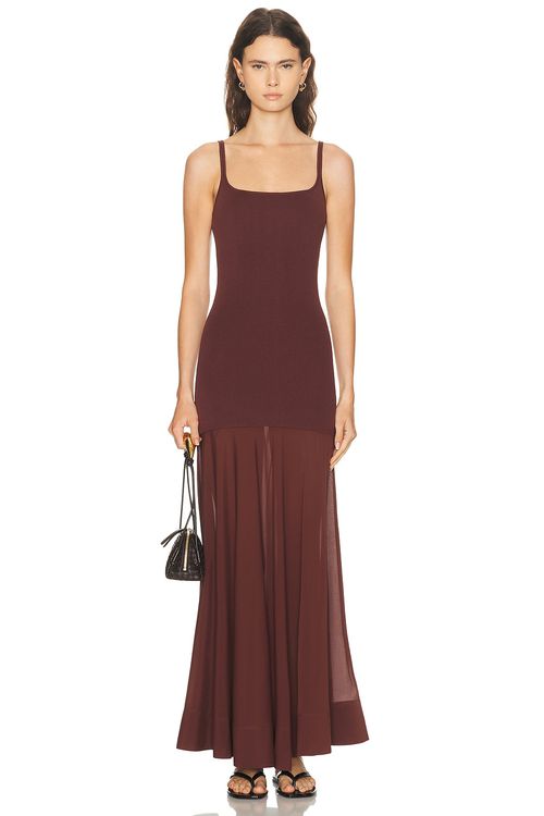 St. Agni Sheer Silk Circle Hem Dress in Liqueur - Burgundy. XS also in L