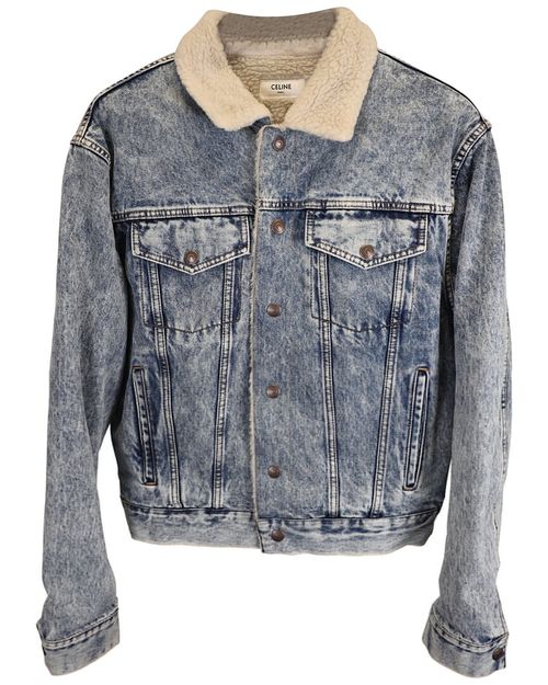 Oversized Shearling-Lined Bleached Denim Jacket (Authentic Pre-Loved)