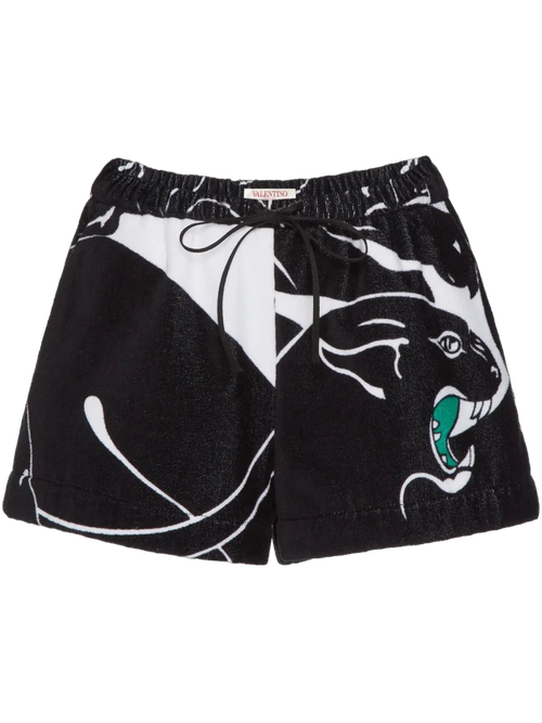 Panther Jacquard Terry Shorts — Black