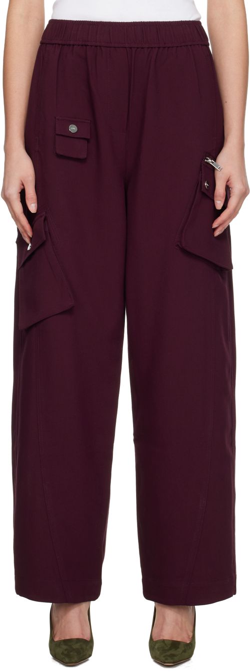 Burgundy Future Twill Suiting Elasticated Trousers
