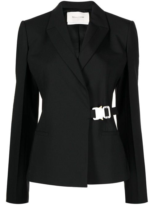 Buckle-fastening wrap blazer - Black