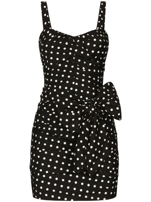 Polka-dot mini dress - Black