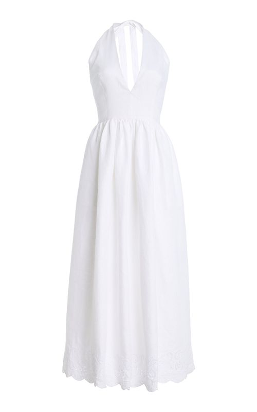 Grazia Linen Midi Halter Dress - Moda Operandi