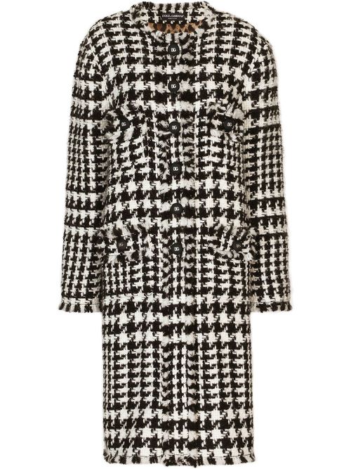 Tweed single-breasted coat - White