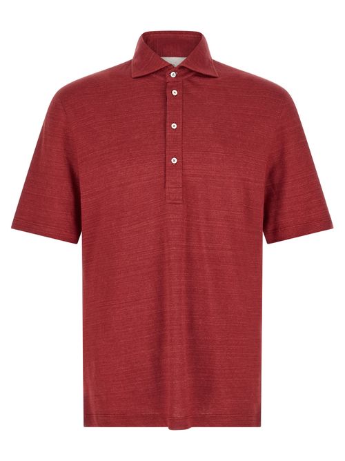 Linen-Cotton Jersey Polo Shirt — Red